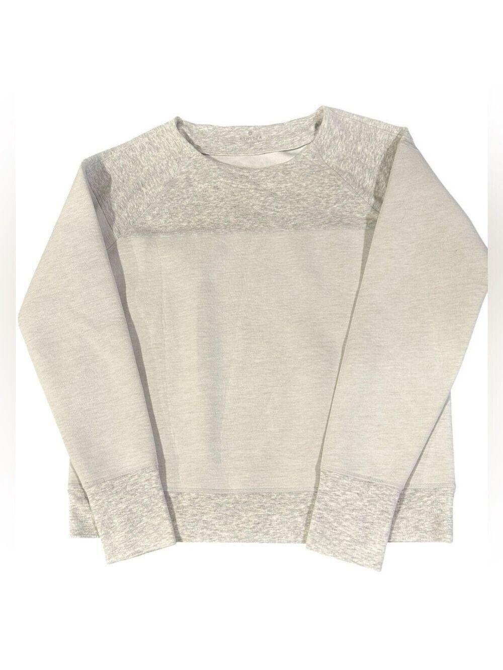 ATHLETA Fuse Colorblock Scuba Crewneck Sweatshirt Heather Gray Size Large VGC